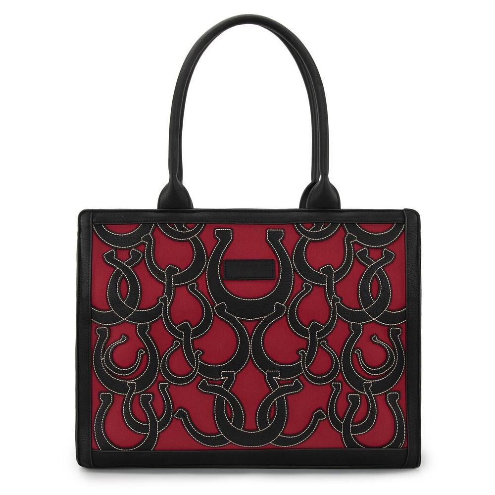 Wrangler Horseshoe Cutout Carry-All Large Tote Bag - Red - Picture 2 of 6